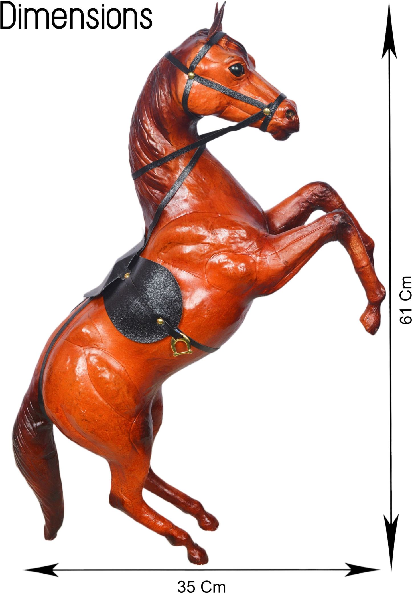 VMSK Rearing Horse | Leather | 18” Inch | Brown | Decorative Showpieces
