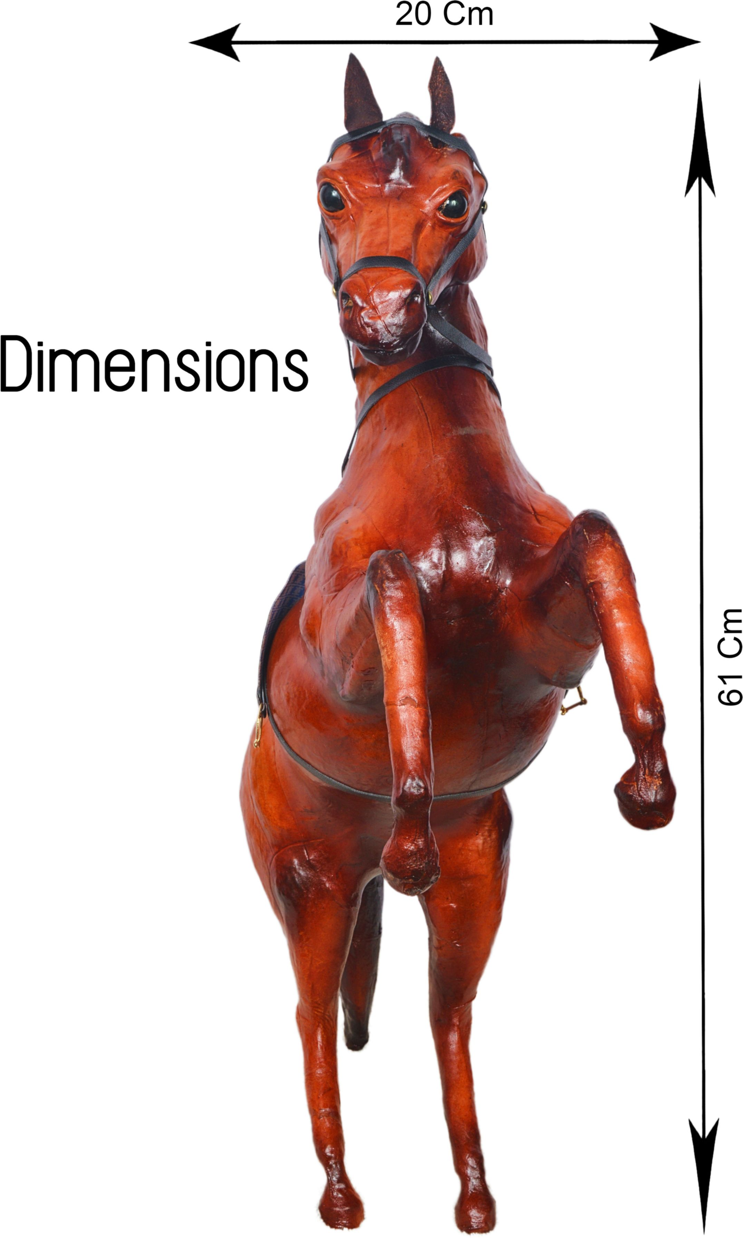 VMSK Rearing Horse | Leather | 18” Inch | Brown | Decorative Showpieces