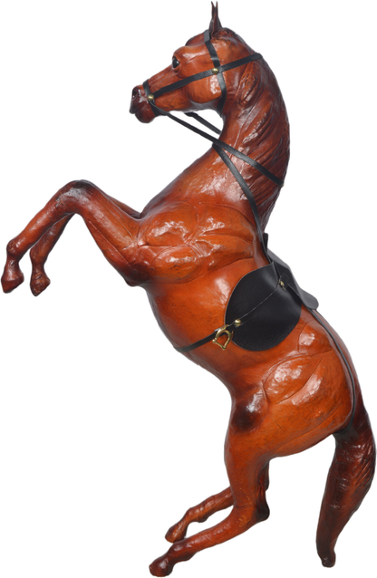 VMSK Rearing Horse | Leather | 18” Inch | Brown | Decorative Showpieces