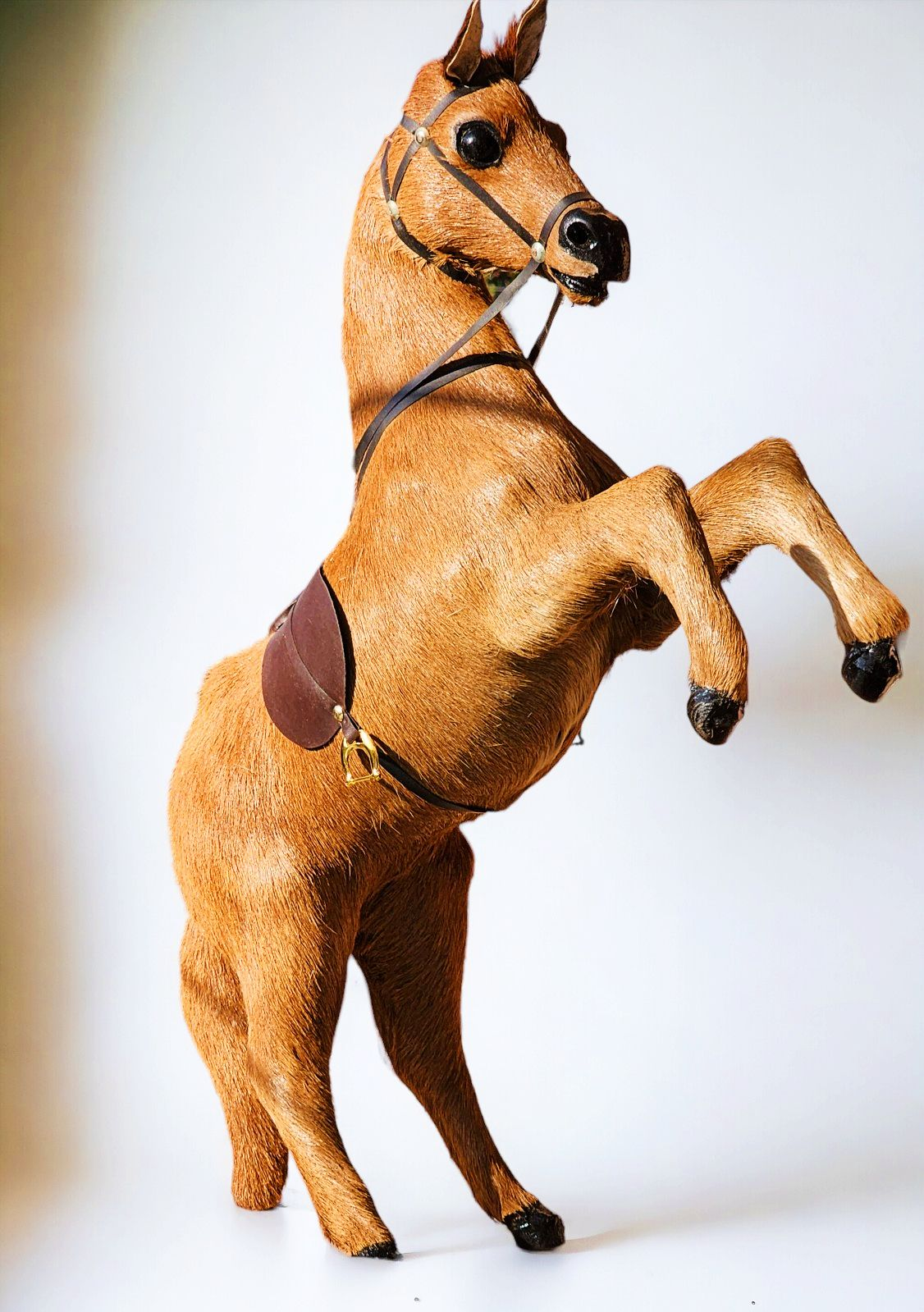 VMSK HandiCraft Brown Fur Rearing Horse | 18” Inch | Brown | Premium Showpiece