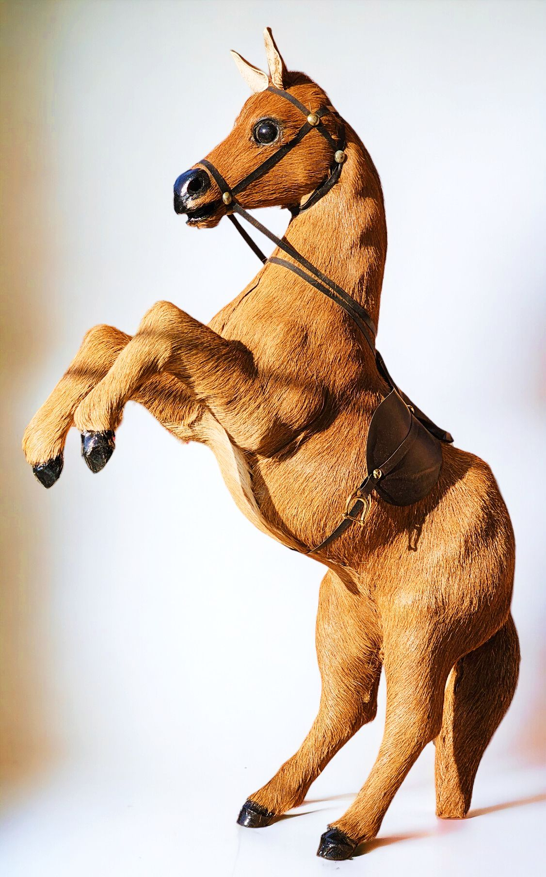 VMSK HandiCraft Brown Fur Rearing Horse | 18” Inch | Brown | Premium Showpiece