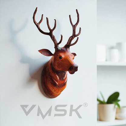 VMSK HandiCrafts Barasingha Deer Head | Wall Hanging Showpiece | 18” Inch | Brown | Decorative Showpiece
