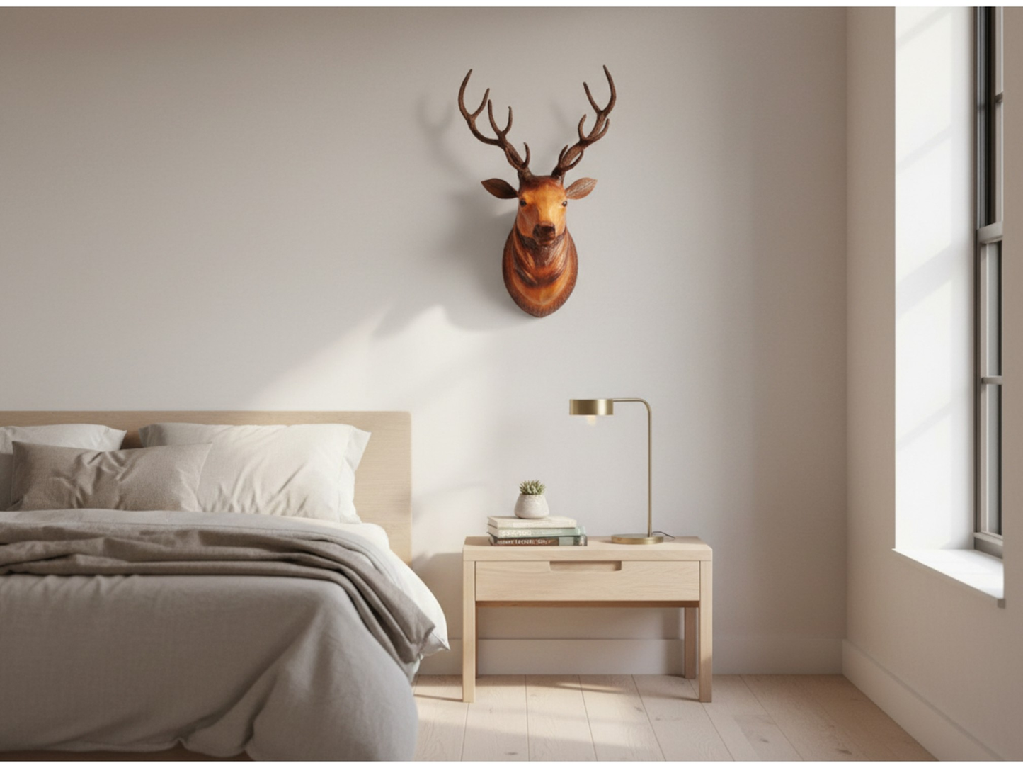 VMSK HandiCrafts Barasingha Deer Head | Wall Hanging Showpiece | 18” Inch | Brown | Decorative Showpiece
