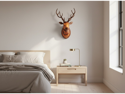 VMSK HandiCrafts Barasingha Deer Head | Wall Hanging Showpiece | 18” Inch | Brown | Decorative Showpiece