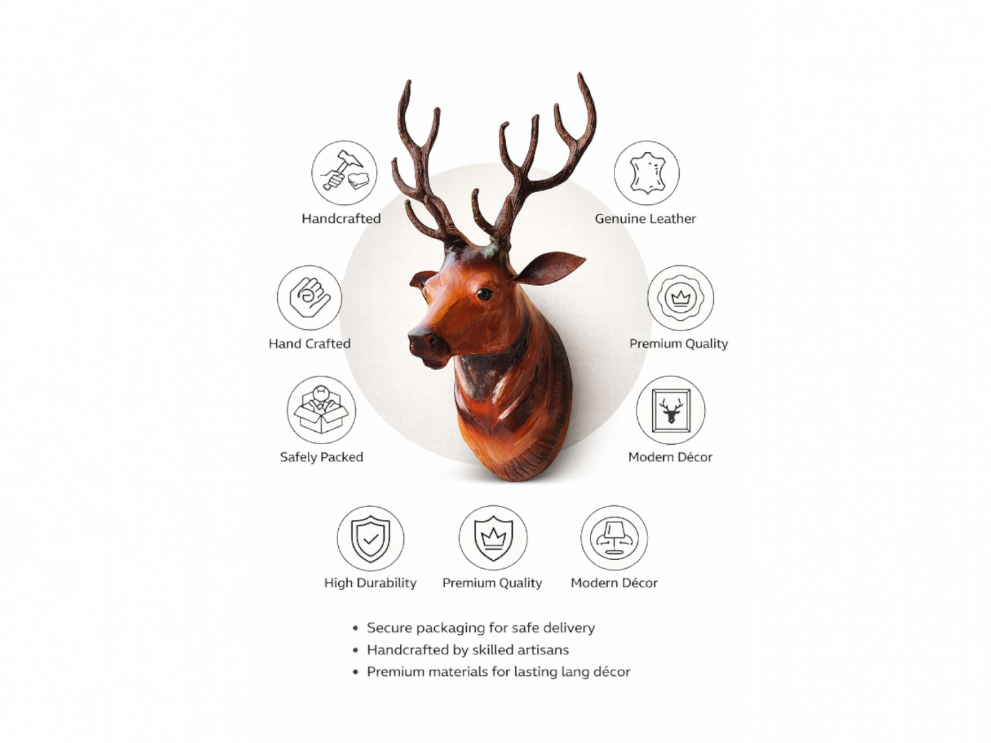 VMSK HandiCrafts Barasingha Deer Head | Wall Hanging Showpiece | 18” Inch | Brown | Decorative Showpiece