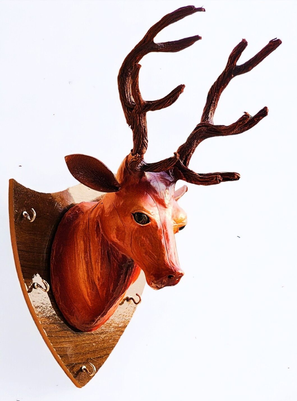 VMSK HandiCrafts Deer Head Key Holder | 12” Inch | Brown | Decorative Wall Hanging Showpiece
