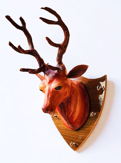 VMSK HandiCrafts Deer Head Key Holder | 12” Inch | Brown | Decorative Wall Hanging Showpiece