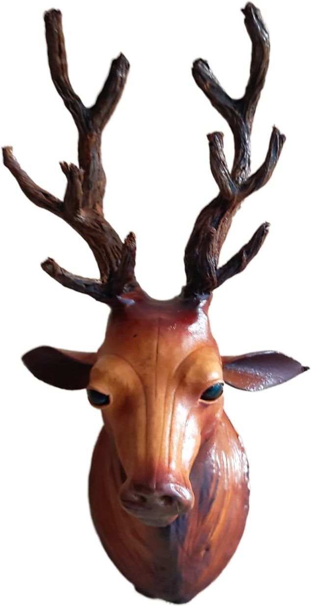 VMSK HandiCrafts Barasingha Deer Head | Wall Hanging | Leather | 12” Inch | Brown | Decorative Showpiece