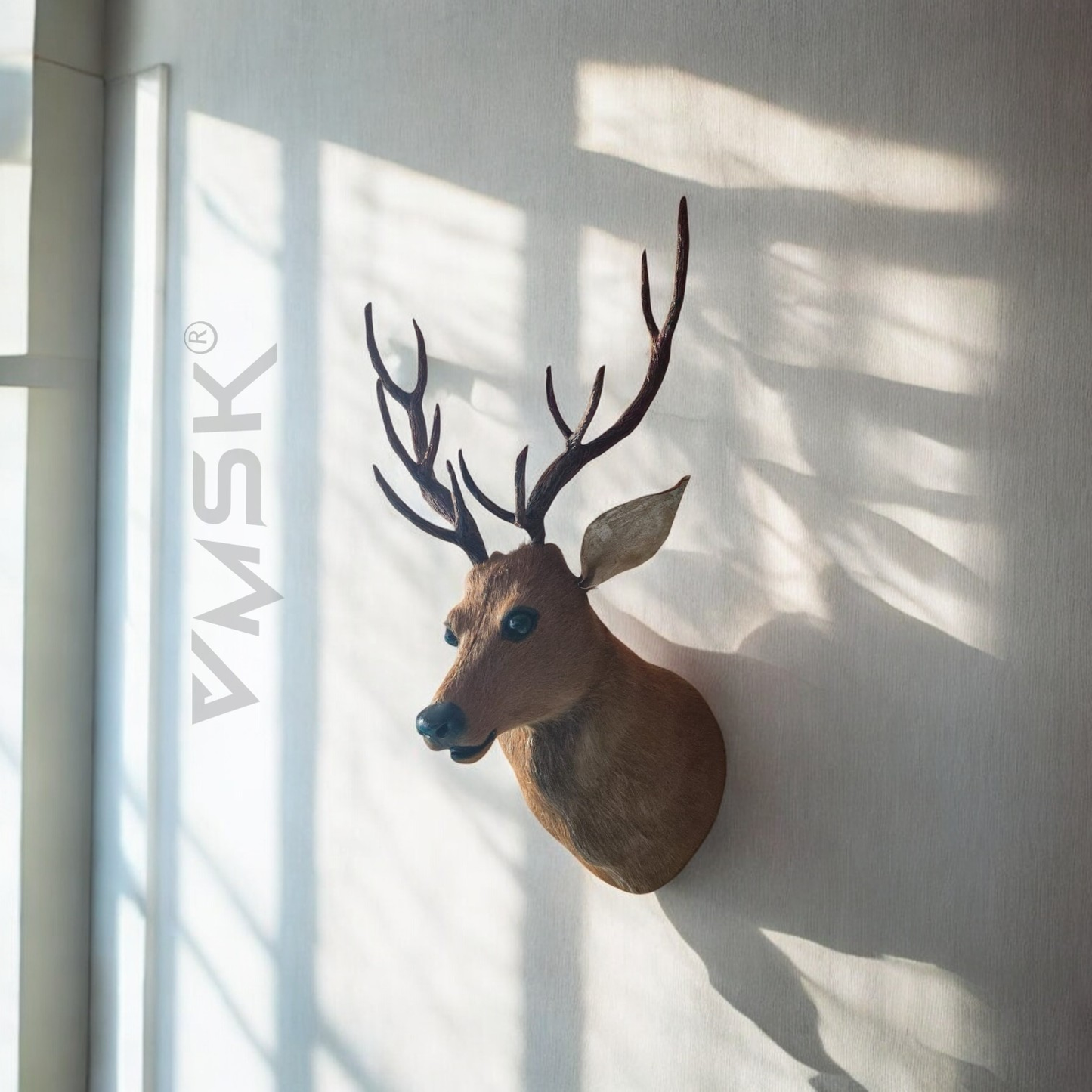 VMSK HandiCrafts Barasingha Wall Hanging Deer Head With a Coat of Brown Fur Showpiece | 26"Inch | Premium Wall Hanging Showpiece