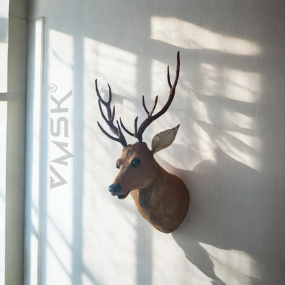 VMSK HandiCrafts Barasingha Wall Hanging Deer Head With a Coat of Brown Fur Showpiece | 26"Inch | Premium Wall Hanging Showpiece