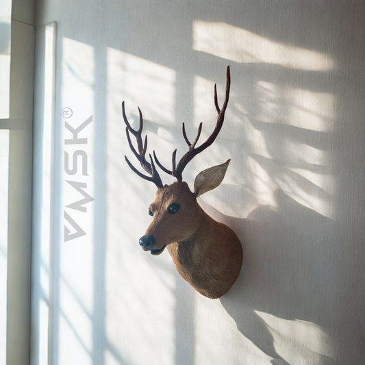 VMSK HandiCrafts Barasingha Wall Hanging Deer Head With a Coat of Brown Fur Showpiece | 26"Inch | Premium Wall Hanging Showpiece