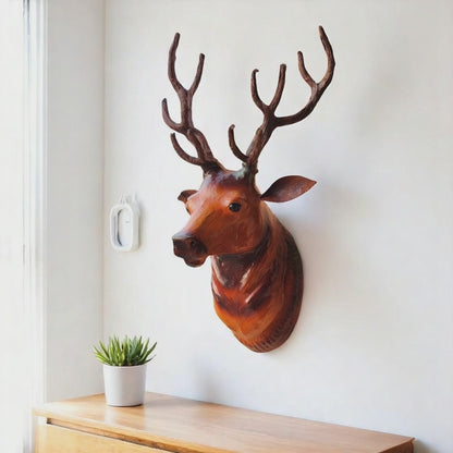VMSK HandiCrafts Barasingha Deer Head | Wall Hanging Showpiece | 18” Inch | Brown | Decorative Showpiece